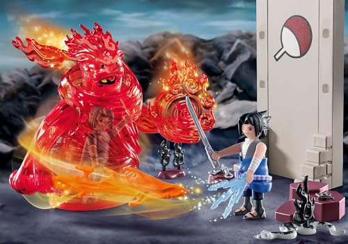 PLAYMOBIL Naruto Shippuden 70666 Sasuke vs. Itachi, Batalla interactiva Entre Hermanos con el Mangekyou Sharingan y el espíritu energético Susano'o, Juguetes para niños a Partir de 5 años