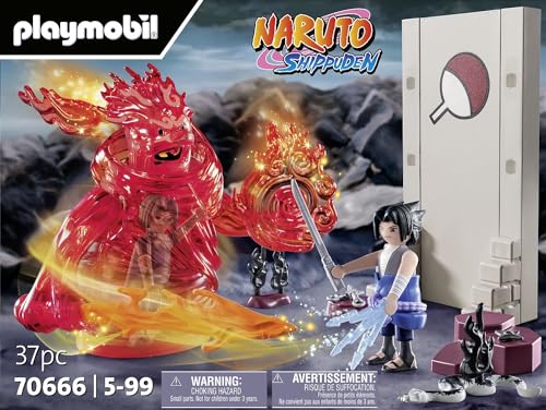 PLAYMOBIL Naruto Shippuden 70666 Sasuke vs. Itachi, Batalla interactiva Entre Hermanos con el Mangekyou Sharingan y el espíritu energético Susano'o, Juguetes para niños a Partir de 5 años