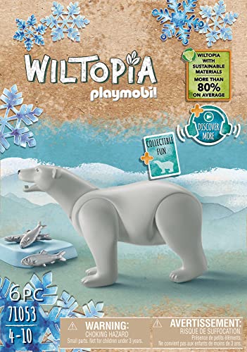 PLAYMOBIL WILTOPIA 71053 Oso Polar, Incluye Accesorios, Carta de colección con Animales y código QR, a Partir de 4 años