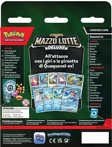Pokemon Baraja Luche Deluxe Quaquaval-ex del GCC (baraja de 60 Cartas Lista para Jugar y Otros Accesorios), edición en Italiano