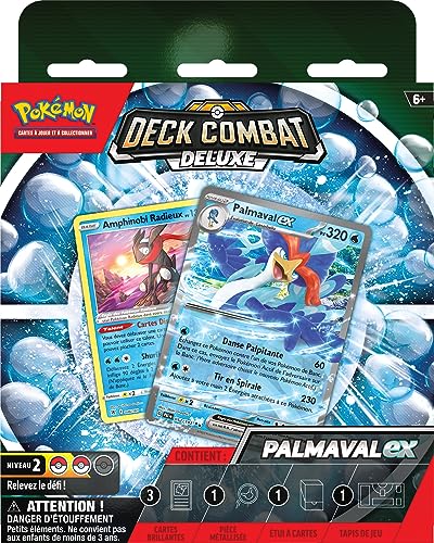 Pokemon: Deck Combat Deluxe - Palmaval-ex o Miascarade-ex (Modelo aleatorio) - Juegos de mesa - Cartas para jugar y coleccionar - A partir de 6 años - Versión en francés