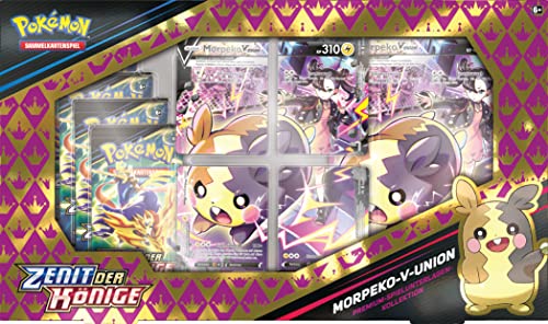 Pokémon - Juego de cartas coleccionables: colección de base de juegos premium Zenit de los Reyes: Morpeko-V UNION (4 cartas promocionales, 1 carta de gran tamaño y 5 paquetes de refuerzos)