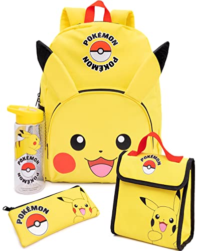 Pokemon Pikachu Mochila Set Niños 4 Piece Almuerzo Juego De Botellas De Agua