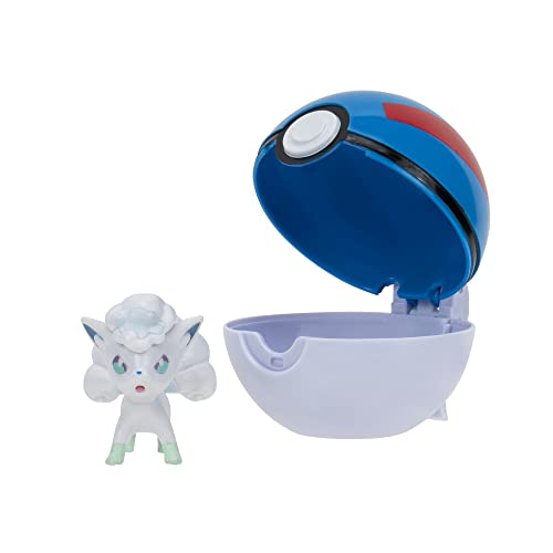 Pokémon PKW3135 Clip'n'Go Poké Balls Alola Vulpix & Super Ball, Poké Ball oficial con figura de 5 cm