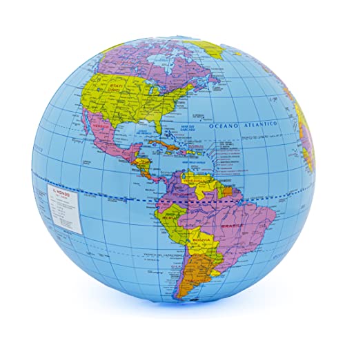 Polo Sud - Globo geográfico, inflable, mar azul, diámetro 40 cm