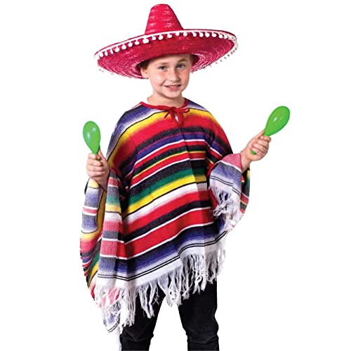 Poncho para disfraz de niño mexicano, poncho de bandido salvaje oeste, poncho a rayas para disfraz