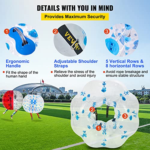 Popsport Bola de Parachoques Inflable Burbuja fútbol 5FT/1.5M Punto Azul para Adultos Humanos y niños usable Inflable Parachoques Bola