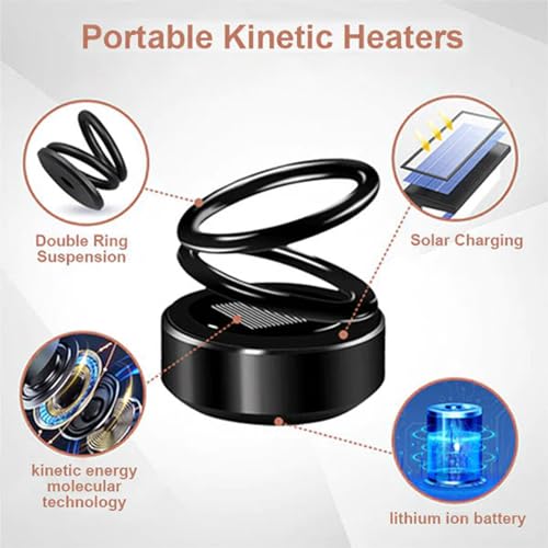 Portable Kinetic Molecular Heater, 2024 New Mini Portable Kinetic Heater,Solar Small Kinetic Heater for Ehicles, Portable Mini space heater for Bathroom Bedroom Office (Red)