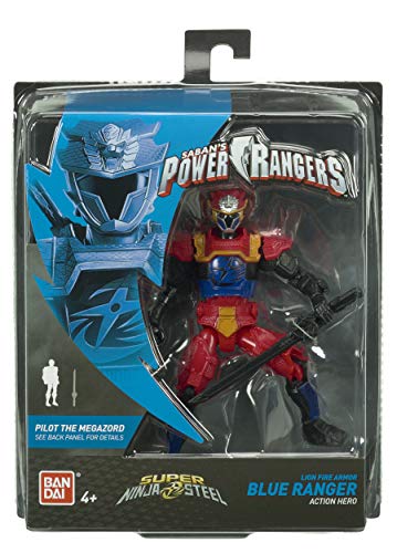 Power Rangers- Blue Power Up Lion Fire Armour Figura, Color (Bandai 43938)