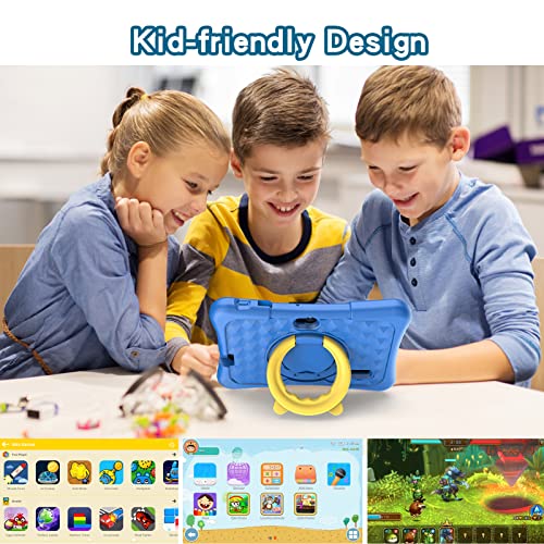 PRITOM Kids Tablet 7 Pulgadas, Android 11, 2GB RAM 32GB ROM, BT, WiFi, cámara Dual, Educativo, Control Parental, Software para niños con Estuche para Tableta para niños, Tipo C, Azul