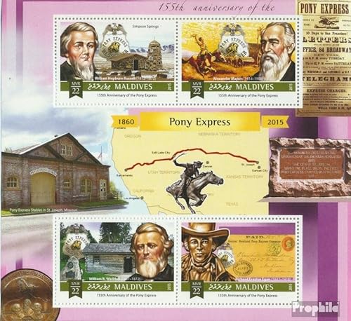 Prophila Collection Maldivas 6031-6034 Sheetlet (Completa. edición.) 2015 Pony Express (Sellos para los coleccionistas) Caballos