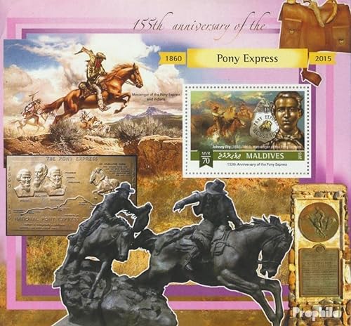 Prophila Collection Maldivas Bloque 867 (Completa. edición.) 2015 Pony Express (Sellos para los coleccionistas) Caballos