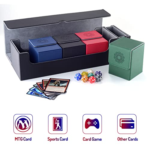 Pulchra Caja para almacenar Cartas 5 en 1-4 PCS MTG Card Boxes + Una Premium Magnetic Caja de Tarjetas con Dice Tray - 1200 + tamaño estándar - Elemento (Negro, XL)