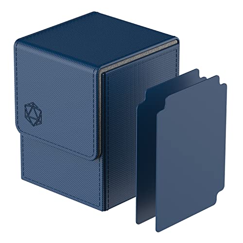 Pulchra Estuche para TCG, Magnetic Flip Box con 2 Divider, Tamaño Grande para Tiene hasta más de 110 cartas, Deck Box - Dado Diseño (Azul)