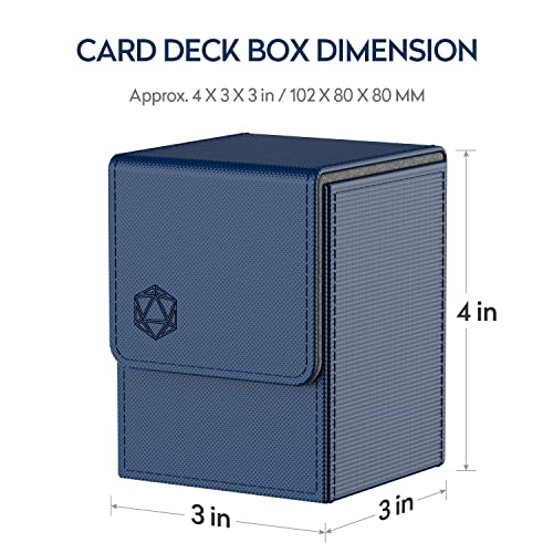 Pulchra Estuche para TCG, Magnetic Flip Box con 2 Divider, Tamaño Grande para Tiene hasta más de 110 cartas, Deck Box - Dado Diseño (Azul)