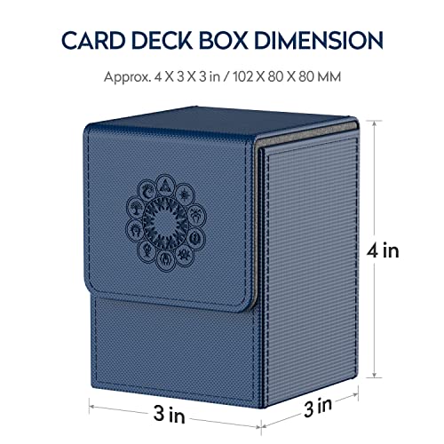 Pulchra Estuche para TCG, Magnetic Flip Box con 2 Divider, Tamaño Grande para Tiene hasta más de 150 cartas, Deck Box - Elemento (Azul)