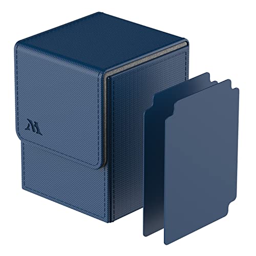 Pulchra Estuche para TCG, Magnetic Flip Box con 2 Divider, Tamaño Grande para Tiene hasta más de 150 cartas, Deck Box - Maravilloso (Azul)
