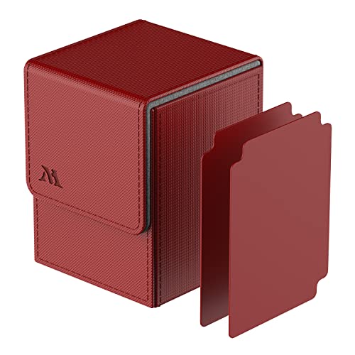 Pulchra Estuche para TCG, Magnetic Flip Box con 2 Divider, Tamaño Grande para Tiene hasta más de 150 cartas, Deck Box - Maravilloso (Rojo)