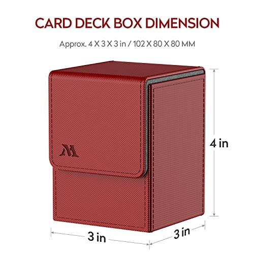 Pulchra Estuche para TCG, Magnetic Flip Box con 2 Divider, Tamaño Grande para Tiene hasta más de 150 cartas, Deck Box - Maravilloso (Rojo)