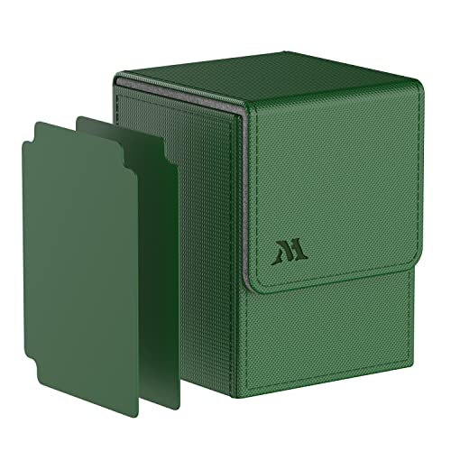 Pulchra Estuche para TCG, Magnetic Flip Box con 2 Divider, Tamaño Grande para Tiene hasta más de 150 cartas, Deck Box - Maravilloso (Verde)