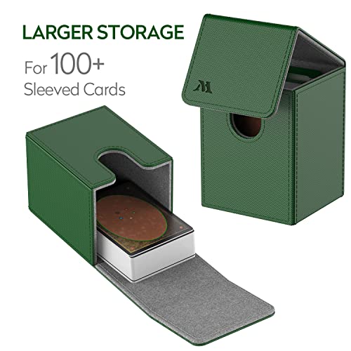 Pulchra Estuche para TCG, Magnetic Flip Box con 2 Divider, Tamaño Grande para Tiene hasta más de 150 cartas, Deck Box - Maravilloso (Verde)
