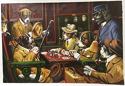 Puzzle 1500 Piezas,Puzzles para Adultos,Juego de Rompecabezas para Ancianos - Un Grupo de Perros Jugando al póquer. Puzzle de Madera