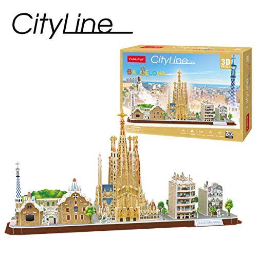 Puzzle 3D - Barcelona Cityline: Puzzle 3D Adultos Y Puzzle 3D Niños +8 Años | Maquetas para Montar Niños | Maquetas para Construir Adultos | Puzzles 3D