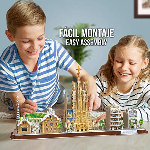 Puzzle 3D - Barcelona Cityline: Puzzle 3D Adultos Y Puzzle 3D Niños +8 Años | Maquetas para Montar Niños | Maquetas para Construir Adultos | Puzzles 3D