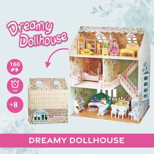 Puzzle 3D Niños - Dreamy Doll House | Casa de Muñecas 160 Piezas | 3D Puzzle 31,5 Cm | Puzle 3D casita de muñecas para niñas | Puzzles 3D 8 Años o Más
