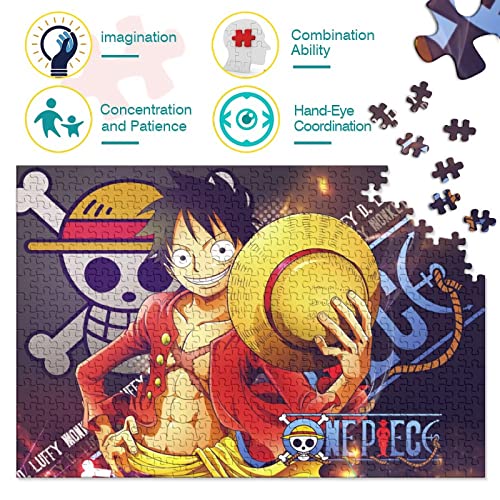 Puzzle De 1000 Piezas, Puzle para Adultos, Imposible Rompecabezas, Juego De Habilidad para Toda La Familia, Animación：One Piece Puzzle Colorido De Juego. Puzle para Decoración del Hogar.