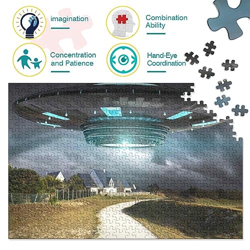Puzzle De Alien Spacecraft,Cartón Más Grueso, UFO Interstellar Travel Entretenimiento para Adultos Y Mayores De 12 Años Juego Familiar Puzzle 300pcs (40x28cm)