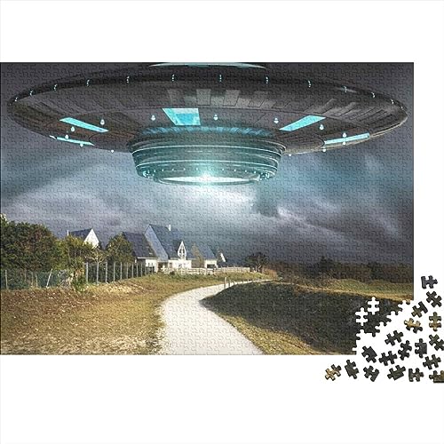 Puzzle De Alien Spacecraft,Cartón Más Grueso, UFO Interstellar Travel Entretenimiento para Adultos Y Mayores De 12 Años Juego Familiar Puzzle 300pcs (40x28cm)
