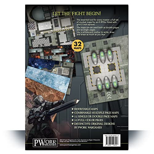 Pwork Wargames Combat Book 2- Science fiction Rewritable Combat Maps for Tabletop RPGs