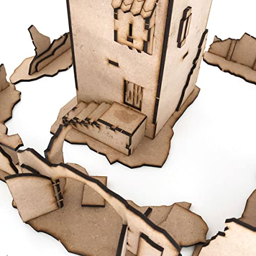 Pwork Wargames Medieval Lost Burg 02 - Escenografía de Ciudad Medieval para miniaturas en Escala 28mm / 35mm - Miniaturas de Mesa Wargame Terreno de escenografía 3D - MDF 3mm