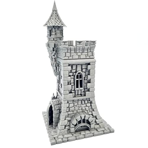Q P Quality Printing 3D Paisaje de terreno del mago de la torre de vigilancia para mesa y RPG 28-32 mm, miniaturas de juego de guerra DnD D&D, impreso en 3D y pintable, T2C-004
