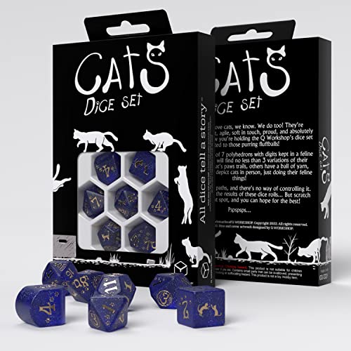 Q-Workshop 96283 Cats Modern Dice Set: Meowster (7) Cardgame
