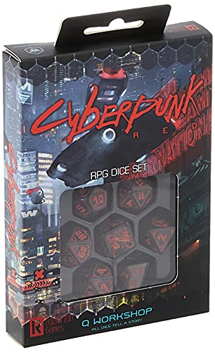 Q-Workshop CPU06 - Cyberpunk RPG Red Dice Set (7), 2,4 x 16,4 x 10,4 cm