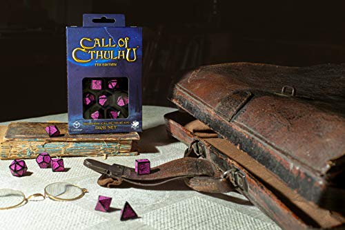 Q-Workshop CTR3P - Call of Cthulhu 7th Edition Dice Set Black & Magenta (7)