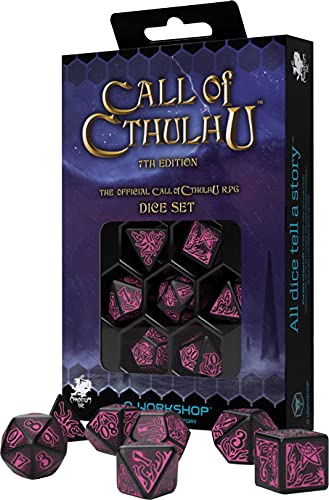 Q-Workshop CTR3P - Call of Cthulhu 7th Edition Dice Set Black & Magenta (7)