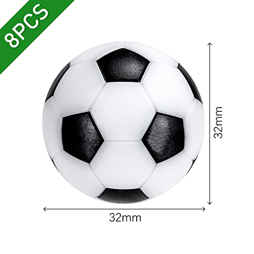 QH-Shop Pelotas Futbolín de Mesa, 8 Piezas Mini Balones Futbolín Reemplazos del Juego de Futbol Pelotas de Kicker en 32mm para Niños y Adultos (Negro y Blanca)