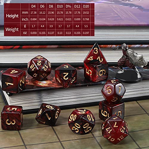 QMAY Juego de dados DND – 2 dados poliédricos de 11 pulgadas (22 piezas) para Dungeons and Dragons, juego de mesa de juego de rol.