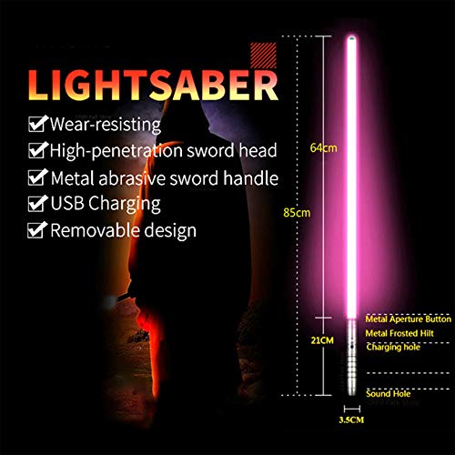 QMMD Cosplay Lightsaber Color Change 11 Lucas Light Saber Jedi Sith Force FX Heavy Duel Sonido Fuerte, Force FX Lightsaber para Adultos, Soporte Real Duelo 85cm,Cromo