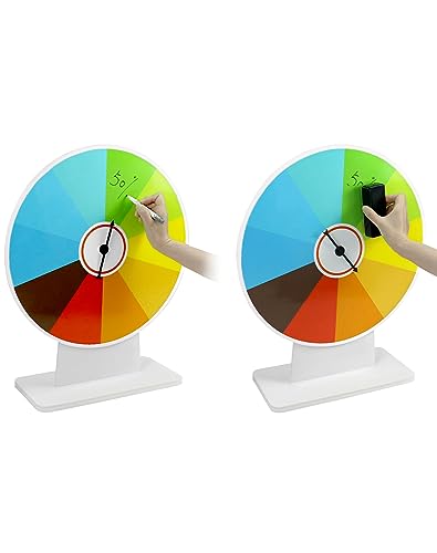 QWORK Ruleta de la Suerte Multicolor de 50 cm, 10 Secciones, fácil de Escribir y Limpiar, para Juegos de Mesa, Juegos de lotería, promoción de Ventas