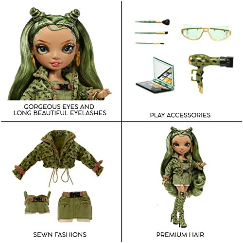 Rainbow High Muñeca Fashion - Olivia Woods - Muñeca Verde Camuflaje - Traje de Moda y 10+ Accesorios de Juego Coloridos - para Coleccionistas y Niños de 4 a 12 Años