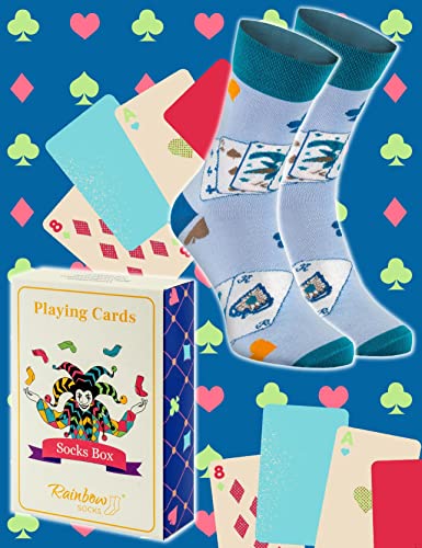 Rainbow Socks - Juegos De Cartas De Calcetines - 1 Par, Tranquilo Color - Para Regalo Para Un Amante De Los Juegos De Cartas: Poker, Bridge, Pasians, Mago Haciendo Trucos De Cartas – Talla 36-40