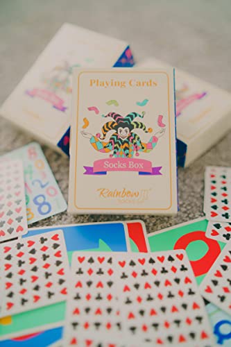 Rainbow Socks - Juegos De Cartas De Calcetines - 1 Par, Tranquilo Color - Para Regalo Para Un Amante De Los Juegos De Cartas: Poker, Bridge, Pasians, Mago Haciendo Trucos De Cartas – Talla 36-40
