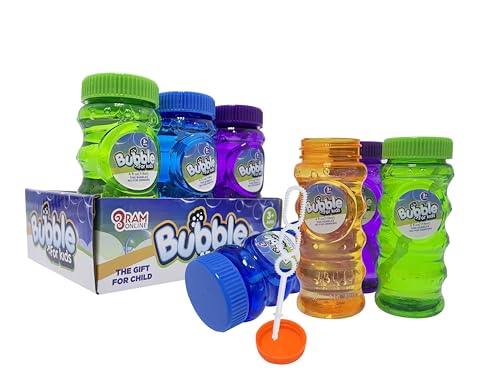 Ram© Burbujas para niños, paquete de solución de burbujas con varitas, divertido relleno de fiesta, jardín de burbujas, diversión de verano, 6 x 125 ml