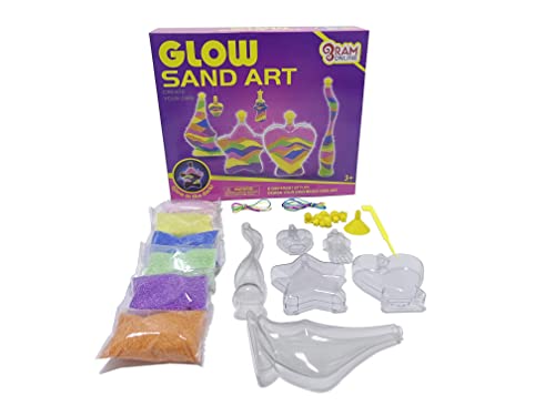 Ram® Make Your Own Glow in The Dark - Botellas de arena con purpurina para niños que brillan en la oscuridad, kit de manualidades