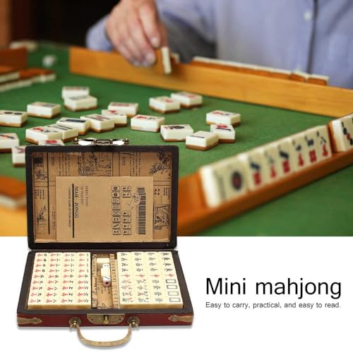 RATSTONE Mahjong，Majong,Mahjong Gioco Da Tavolo,Mini Juego de Mahjong Tradicional Chino portátil, Adecuado para Juegos Familiares, Fiestas, Juegos Divertidos para Adultos para Pasar el Tiempo.