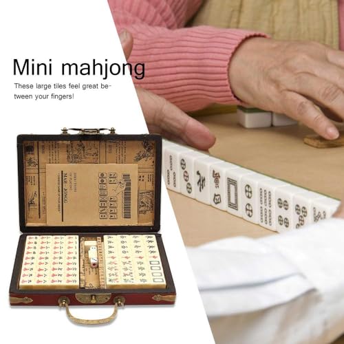 RATSTONE Mahjong，Majong,Mahjong Gioco Da Tavolo,Mini Juego de Mahjong Tradicional Chino portátil, Adecuado para Juegos Familiares, Fiestas, Juegos Divertidos para Adultos para Pasar el Tiempo.